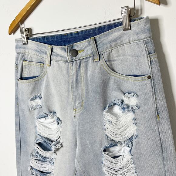 Fredd Marshall Men's Distressed Jeans Sz 30 Light Wash Ripped Slim Fit Straight - Picture 5 of 7